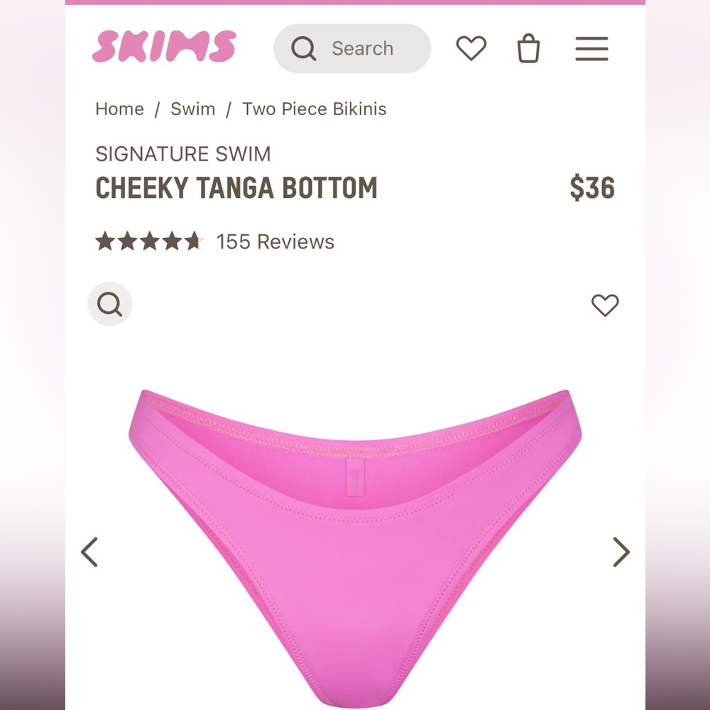 COPY - SKIMS Signature Swim Cheeky Tanga Bottom, Size S -Never Worn - Picture 2 of 4
